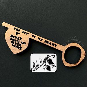RARE & sold out ROB RYAN Ltd Ed Art - Wood Key To My Heart - Whimsical & Lovely